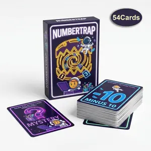 Neon Space Card Game, Digital Trap Strategy Adult Family Party Game, Astronaut Theme Math Logic Board Game, Kids Interactive Gift, Portable Travel Edition