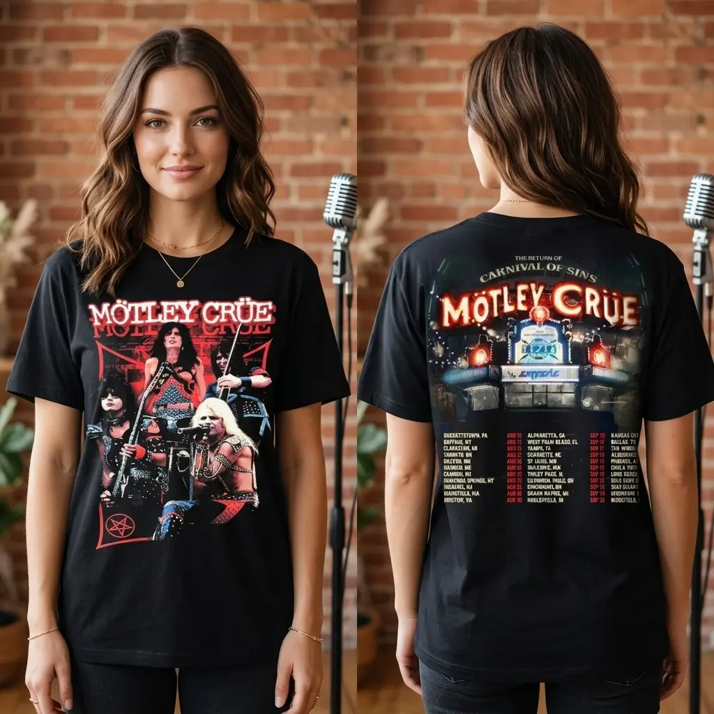 Mötley Crüe Unisex T-Shirt, Mötley Crüe Carnival of Sins 2026 Tour Design, Perfect Gift for Rock Fan