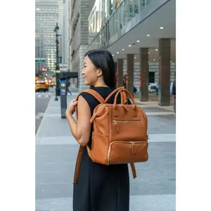 Leather Commuter Backpack – Convertible Shoe Compartment & Padded Laptop Sleeve