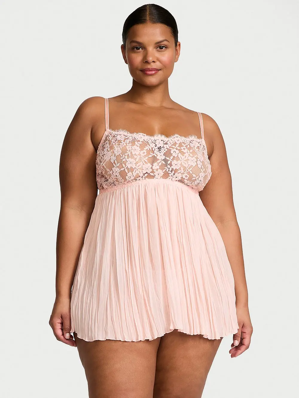 Victoria's Secret Dare to Dream Lace Pleated Babydoll Set