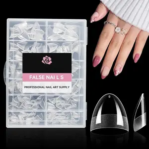 Short Almond Gel Nail Tips Half Cover 504PCS Extra Short Fake Nail Tips Almond Shape Pre Etched Salon Quality Soft Acrylic Press On  for Home Nails Extension