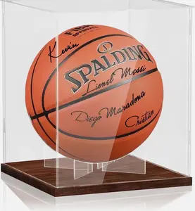 Basketball Display Case Clear Acrylic UV Protected Full Size Holder with Solid