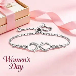Infinite Love Adjustable Bracelet, Gratitude Plated Jewelry, Women's Day Jewelry Gift, Accompanied by Inspirational Card, Suitable for Mothers, Daughters, Ladies, and Girls as Birthday Gifts