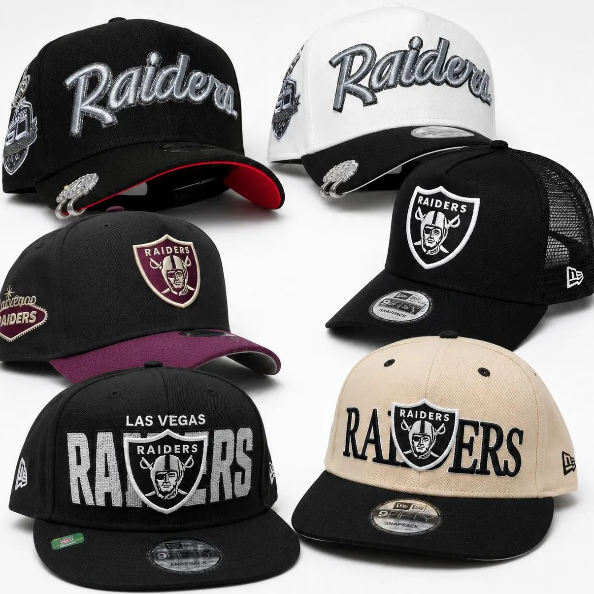 New Era - Las Vegas Raiders Hat | NFL Adjustable Snapback, Trucker, Curved Brim Caps for Men & Women