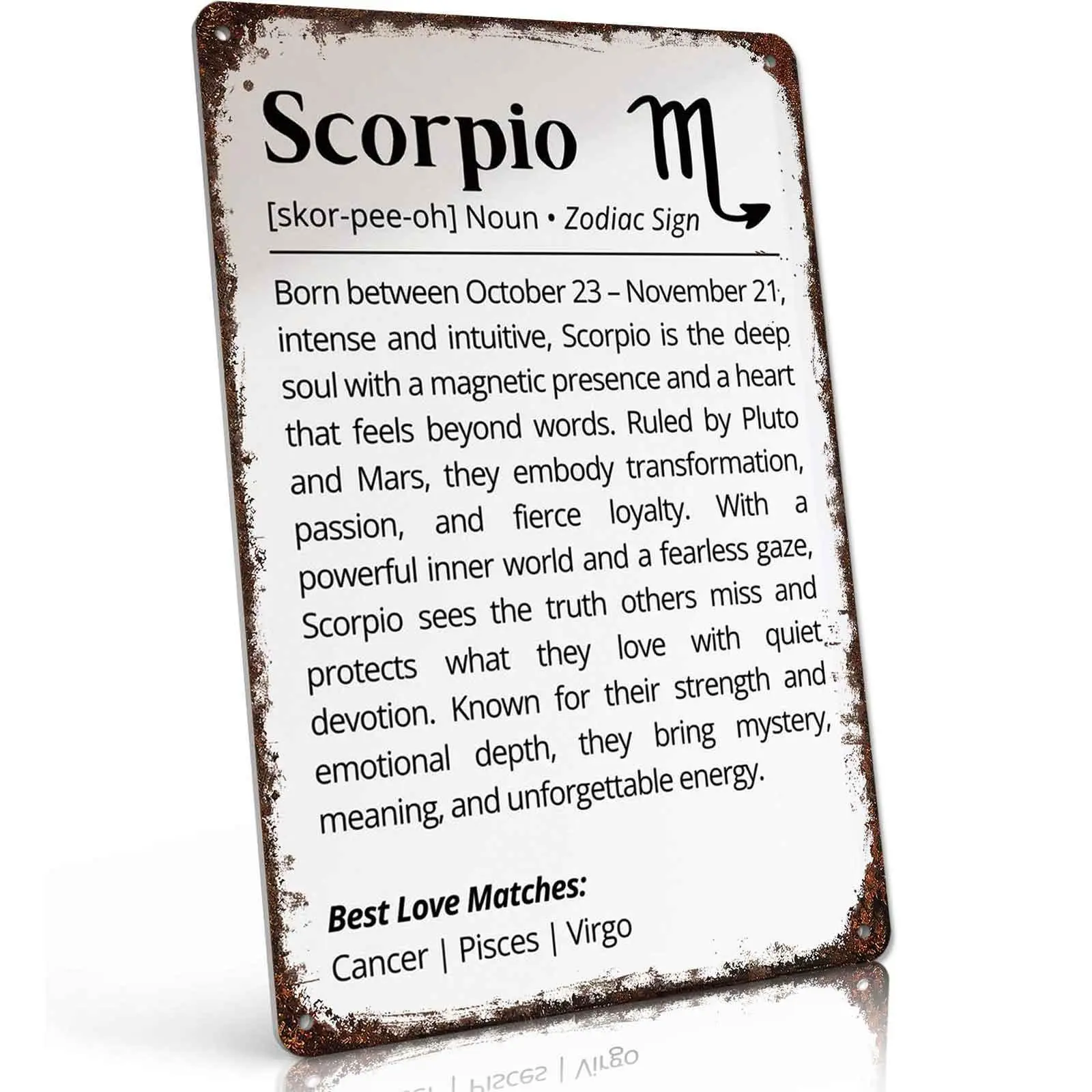 Scorpio Zodiac 1-Piece Metal Print Sign, 8x12 in Lightweight Decorative Aluminum Wall Decor for Bedroom, Home Office, Room Decor