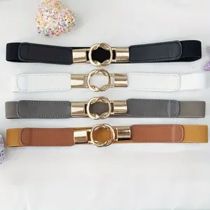 4pcs Chic Elastic Waist Belts for Women with Metal Buckle - Adjustable, Fashionable Belt, Waist Elastic Waistband for Women with Skirt Decoration