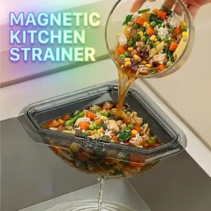 1PCMagnetic Kitchen Strainer with Openable Triangle Design Collapsible Sink Filter for Food Waste Residue Dishwasher Safe Reusable Sink Strainer for Kitchen Sink Drain