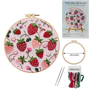 Fruit Themed Embroidery Kit, 1 Set Embroidery Thread Cute Style Embroidery Design Embroidery Kit, Diy Embroidery Kit for Beginners, Cross Stitch Kit, Handmade Gifts, Embroidery Craft