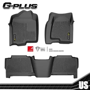 G-PLUS Floor Mats 3pcs Compatible with Chevy Silverado GMC Sierra 1500 Crew Cab 1999-2006 All Weather Full Cover Protection 1st & 2nd Row Liner TPE Floor Liners Black