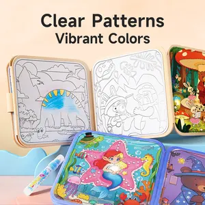 Magic Water Painting Book with Pen – Reusable Coloring Book for Kids Age 3-6, No Mess, Educational Drawing Pad for Toddlers, Best Birthday Gift, Viral Toy on TikTok, Montessori Learning Toy early education Watercolor Workbooks