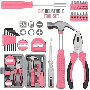Pink Multifunction Tool Set 24 53 Pcs Household Hardware Kit Pliers Home Repair Tool Box Combination Set Screwdriver Hammer Wrench Home Maintenance Daily Use Essentials