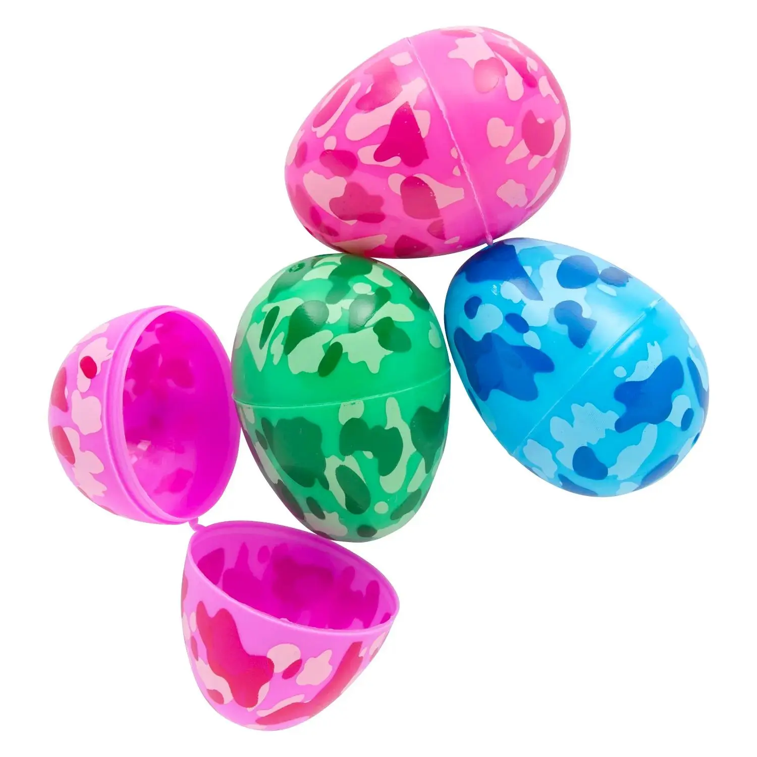 2.5" Sturdy Camouflage Plastic Easter Eggs, 72-Pc Bulk Pack for DIY, Decor & Photo Uses