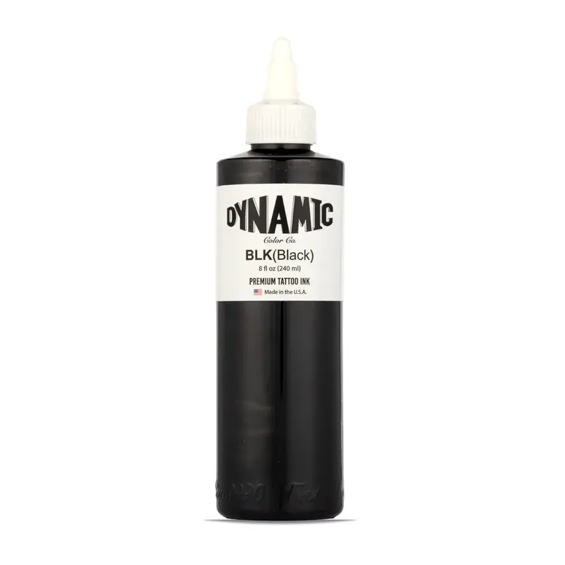 Dynamic Color Co Black Ink 8oz Bottle - Professional Quality Pre-Dispersed Tattoo Ink with High Pigment Content & Smooth Flow Rate