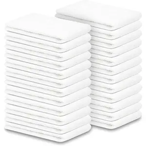 Terry Bar Mop Towels - 24 Pack (14"x17") White  Terry Cloths, Super Absorbent Cleaning Rags,  Bar Mop Towels for Kitchen, Garage, Salon,  & Commercial Use