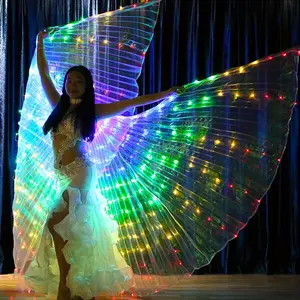 Five Color Wings, Self-Provided 3 5 Battery LED Light Dance Wings Dance Light Props Fluorescent Cape Length 57.09inch, Suitable for Height 160 to 66.93inch Halloween Clothes
