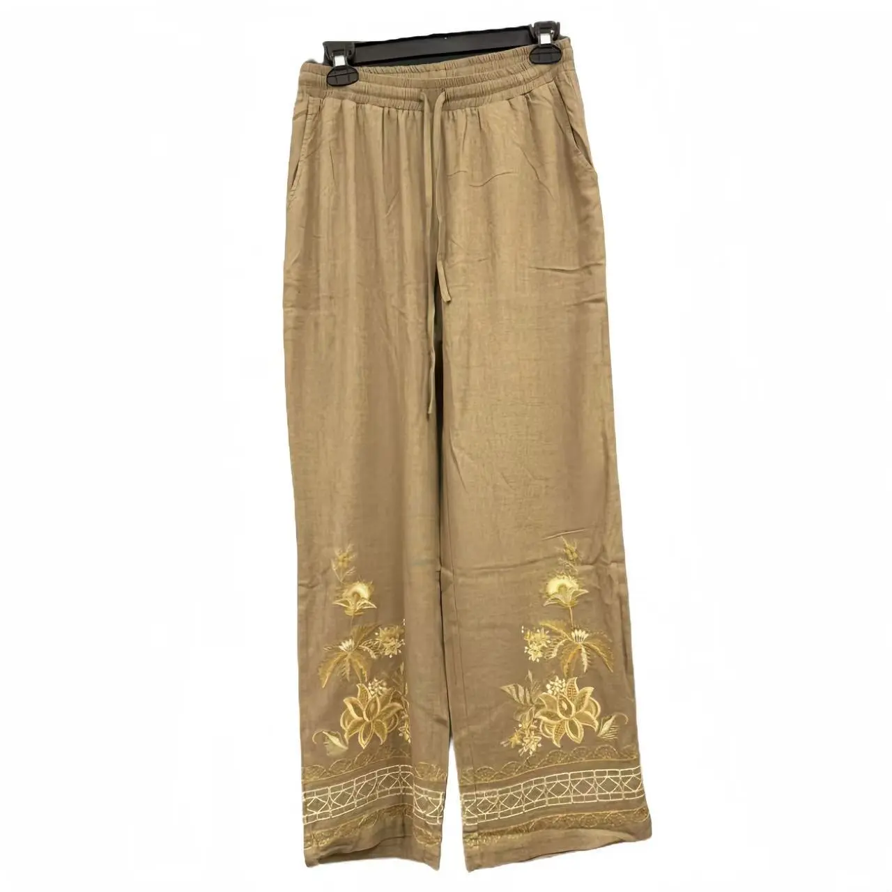 Cottagecore Essential! Floral Embroidered Trousers - Romantic & Earthy