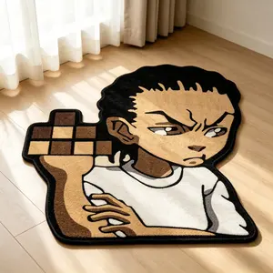 Cartoon Boy Arm Hugging Shape Rug, Creative Street Style Artistic Minimalist Washable Plush Carpet, Home Decor for Living Room Bedroom