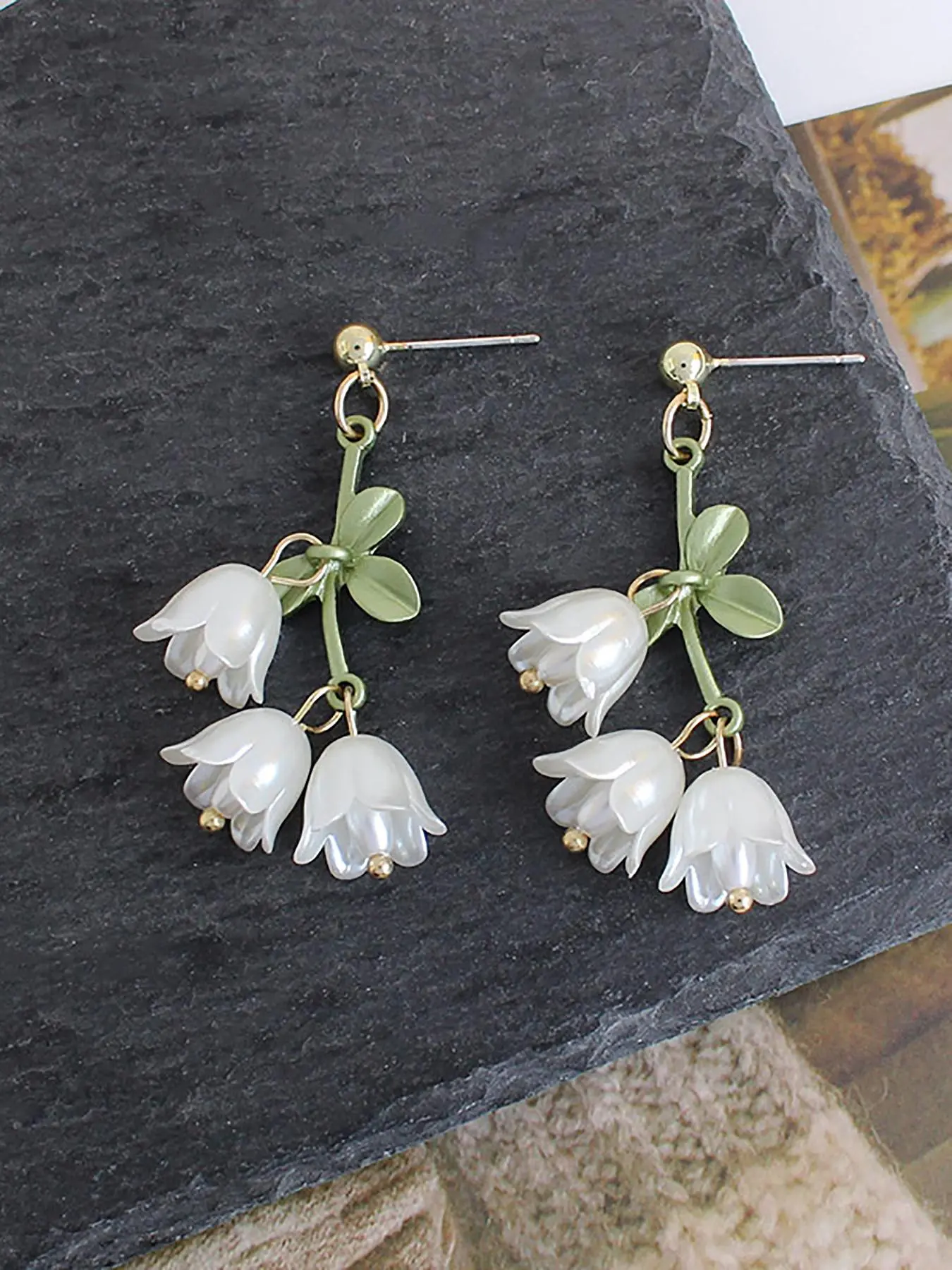Fashionable Magnolia Flower Design Dangle Earrings, Elegant Stylish Jewelry for Women, Trendy All-match & Exquisite Jewelry for Birthday Gift, Trendy Fashionable Accessories, Dangling Earrings