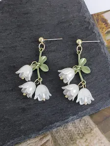 Fashionable Magnolia Flower Design Dangle Earrings, Elegant Jewelry for Women, Trendy All-match & Exquisite Jewelry for Birthday Gift, Trendy Fashionable Accessories