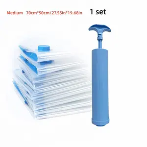 Vacuum Compression Storage Bags with Manual Pump, Versatile Storage Bag, Travel Organizer Bag, Space Saving for Travel Moving Camping Home Organization, Heavy Duty Zipper Closure