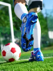 Unisex Kids Football Shoes, Professional Long Stud Training Cleats, Student Velcro Anti-Slip Breathable Youth Match Soccer Shoes