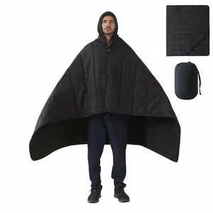 Outdoor Hooded Camping Blanket, Windproof, Warm and Portable, Foldable and Wearable Sleeping Bag with Storage Bag, Suitable for Outdoor Stadium Camping
