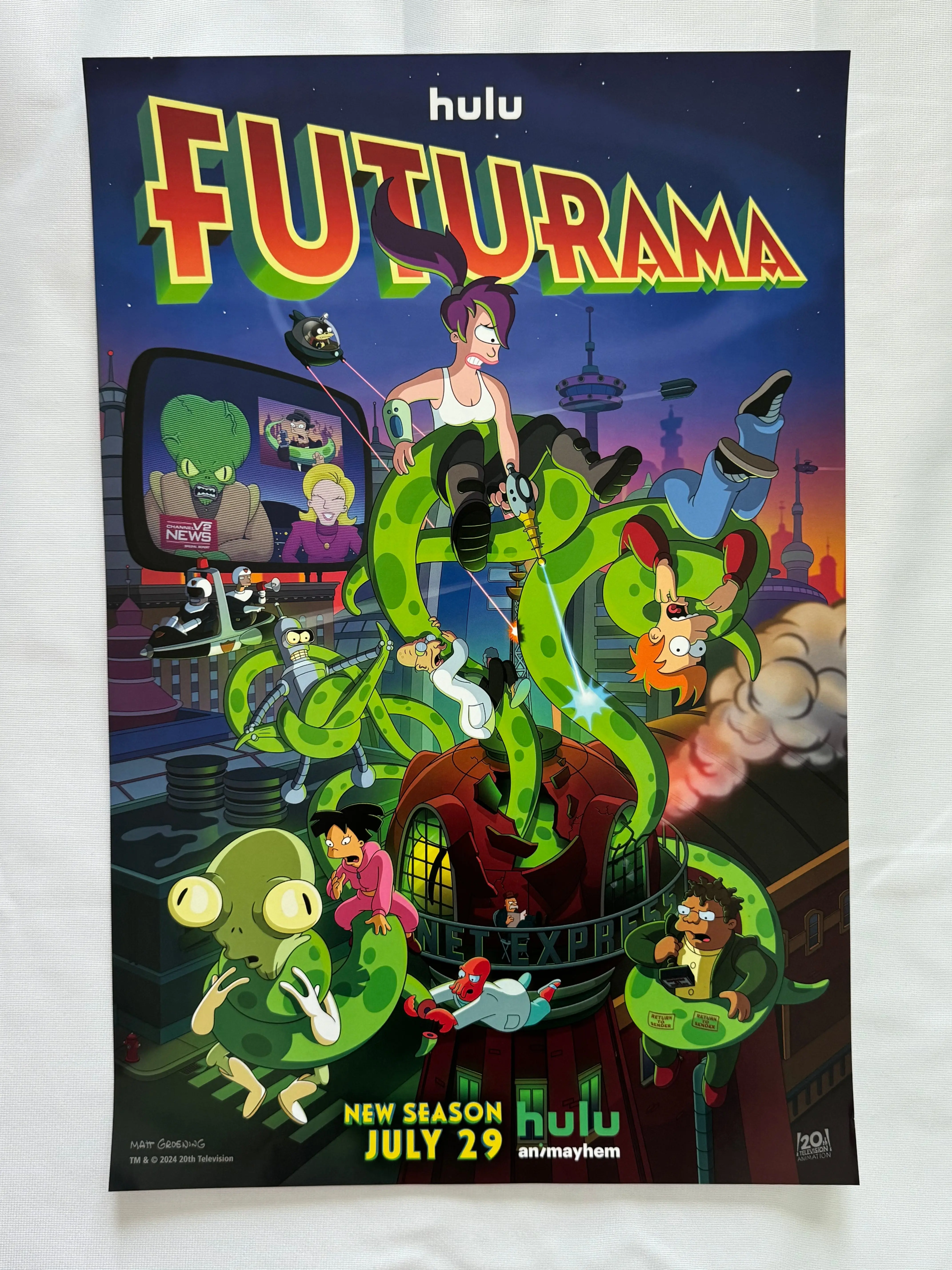 FUTURAMA - 12"x18"  Original Promo TV Poster SDCC 2024 MINT Hulu Animayhem