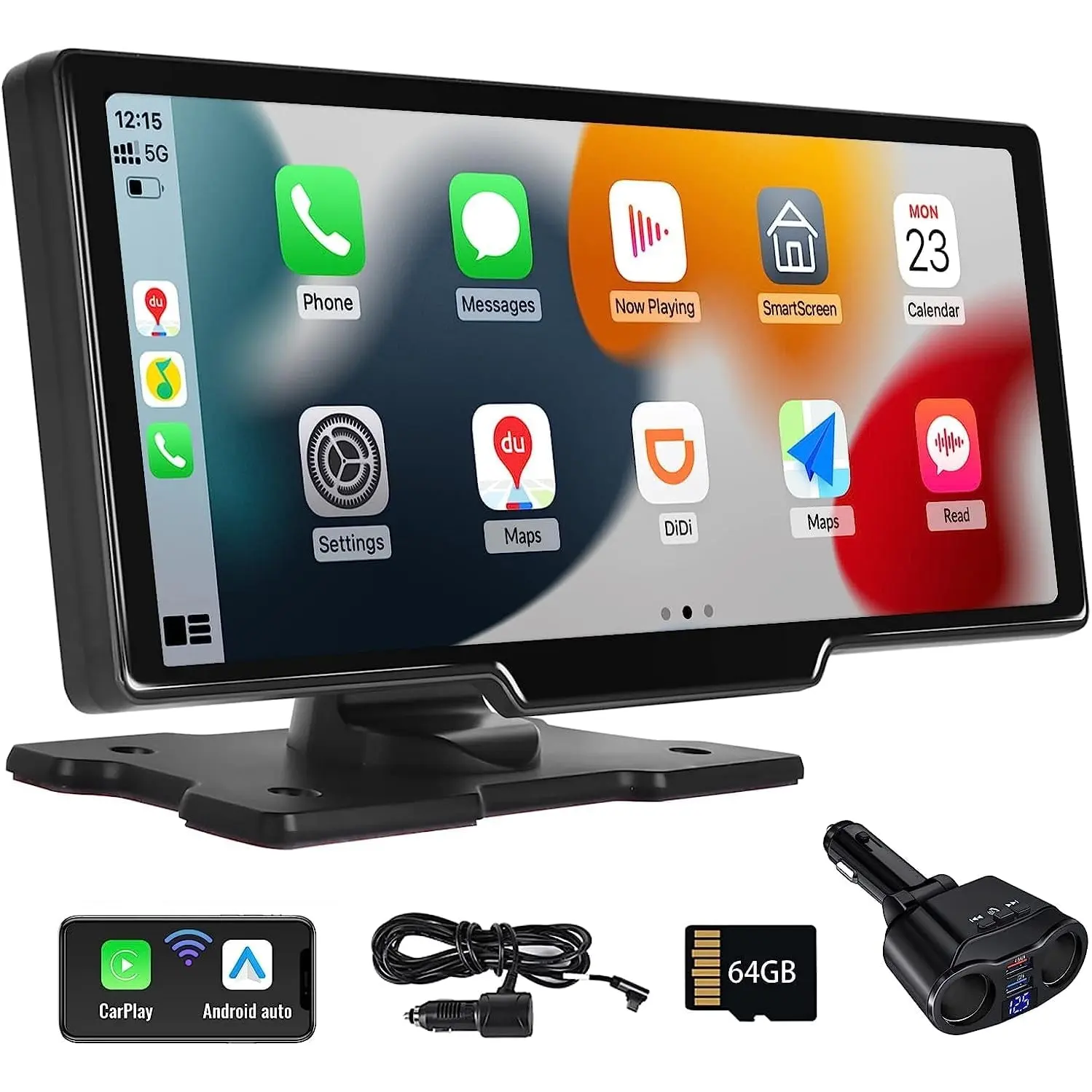 Single Din Car Stereo with 7" Fold-Up Touch Screen | Carplay, Android Auto, Bluetooth, GPS, AHD Camera
