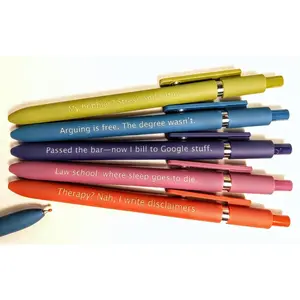 Lawyer Pens｜Set of 5 Laser Engraved Soft Touch Pens｜Funny Gifts for Attorneys | Law School Graduation | Messenger Bag