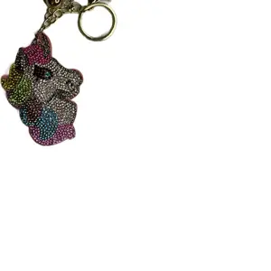 Colorful Unicorn Keychain with Rhinestones and Gold Key Ring for Kids and Adults