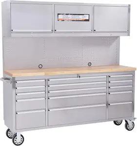 GARVEE 72" Tool Chest, Heavy-Duty Rolling 15-Drawer Professional Mobile Tool Cabinet with Lock & Key, Drawer Liners & 6" Casters for Garage, Workshop or Auto Shop Storage