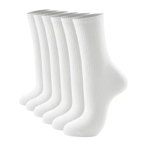 Women's Basic Poly-Cotton Calf-High Crew Casual Socks - 2 Pairs, Closed Toe, Thin, Soft, Moisture-Wicking, Elastic, Antislip, Dry-Fit, Form-Fitting, High Stretch, All Seasons, Day Use, Fitness, Dry Feet Solutions, Thanksgiving Pick