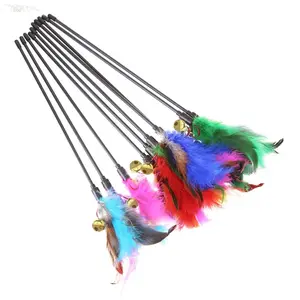 5pc Cat Wand Toy Set: Colorful Feather & Chicken Feather Sticks with Bells - Interactive Fun for Your Feline Friend - Engaging Playtime Essentials