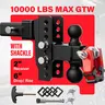 Adjustable Trailer Hitch - Fit 2 Inch Receiver Dual Ball Mount with Shackle, 10,000 LBS GTW, Anti-Theft Keyed Locks, Integrated Trailer Muffler & Rubber Pads & Metal Pad for Noise Reduction,Perfect for trucks, campers, boats & more.cars accessories