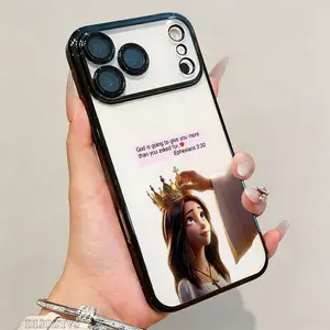 Crowning A Girl and Ephesians 3:20 Quote Pattern Phone Case For iPhone 17 Pro Max 16 15 Plus 14 13 12 11 Air Electroplated Shockproof Protection Cellphone Cover