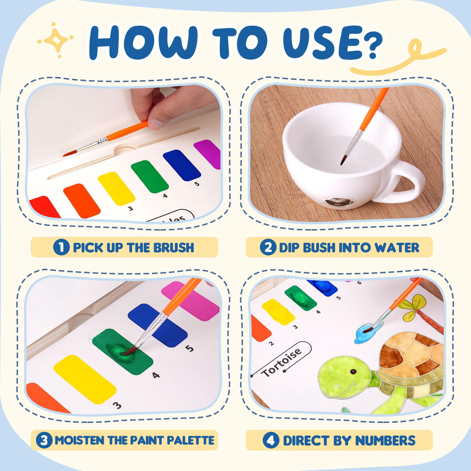 YPLUS Paint with Water Books for Toddlers, Art Craft Toys Watercolor Painting Paper, Gift for Kids Ages 1-3, 2-4, 4-6, Drawing with Brush.