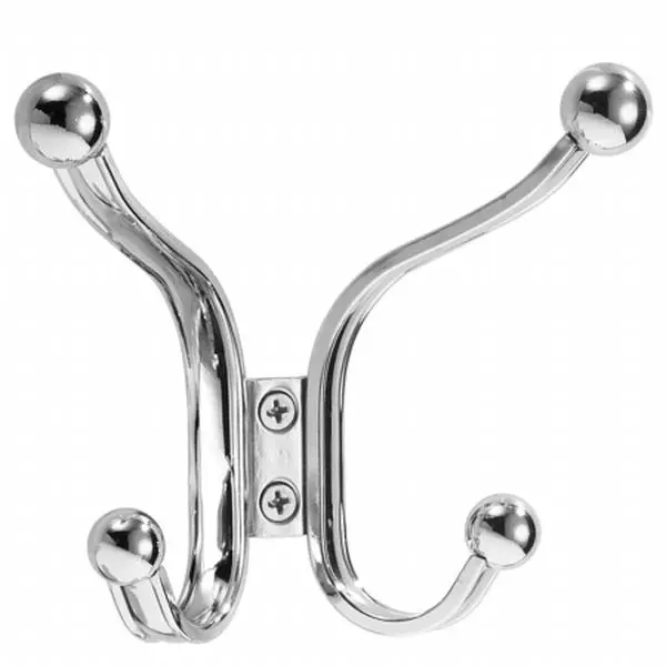 212 MAIN York Lyra Quad Wall Mounted Hook - Nail-In Hardware Fastener, Chrome Finish, 4-Hook Design