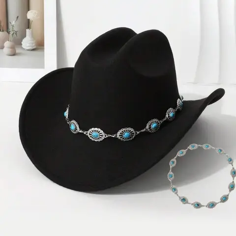 1pc Bohemian Polyester Rhinestone Hollow Western Cowboy Hat, Cowboy Style Hat, Vintage Fashion Hat, Stylish Hat, Fashionable Multi-Purpose Unisex Sun Protection Accessory, Suitable For Spring, Summer And Autumn
