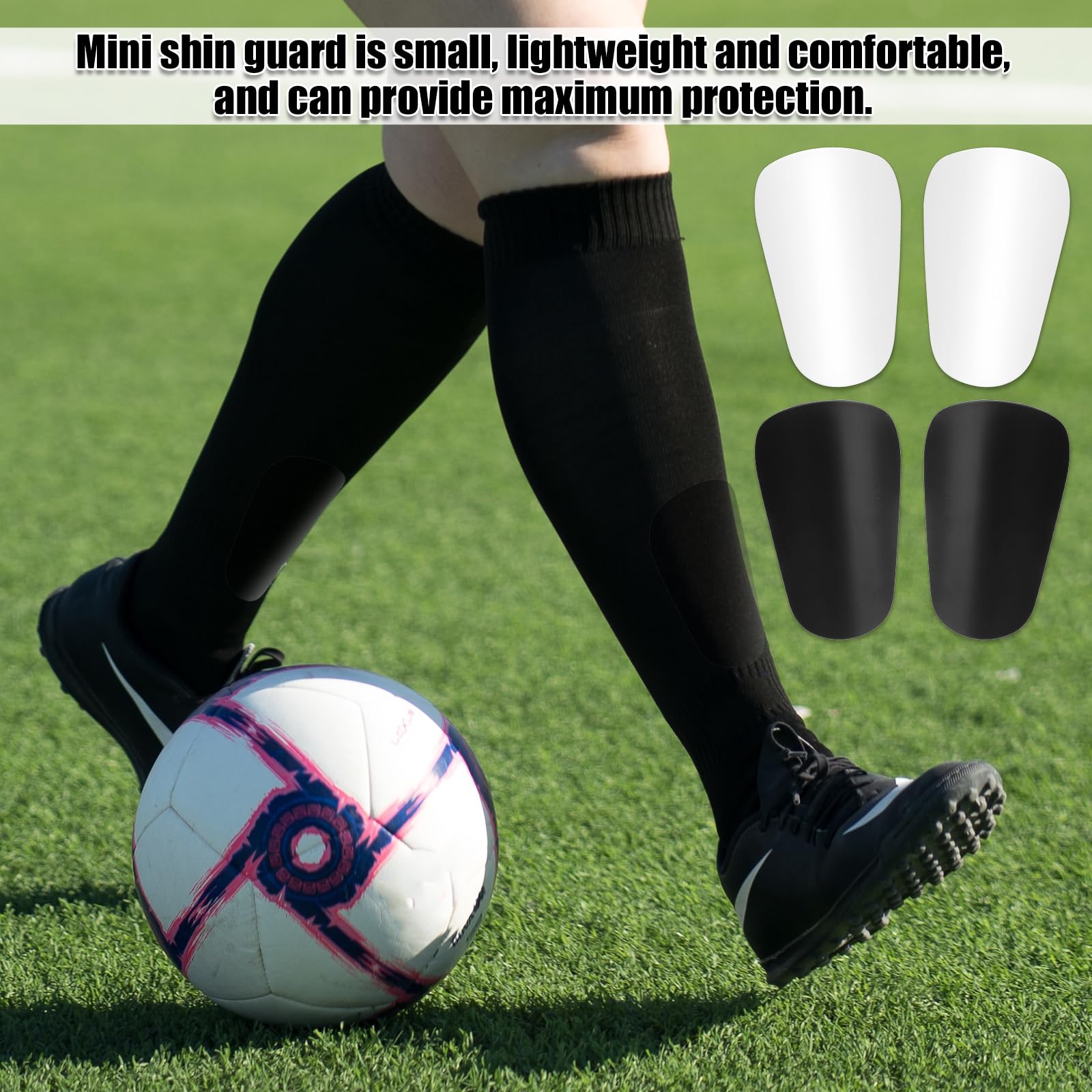 4pcs Extra Mini Soccer Shin Guards, 3.94x2.36in Comfortable Small Football Shin Pads Protective Equipment for All Ages Boys Girls Women Men Wear with Grip Socks
