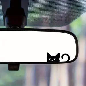 4-Piece Fun Peeking Cat Stickers, Cute & Cat Car Mirror Decorations, Waterproof Self-Adhesive Window Decals, Indoor/outdoor Use, Universal Car Sticker