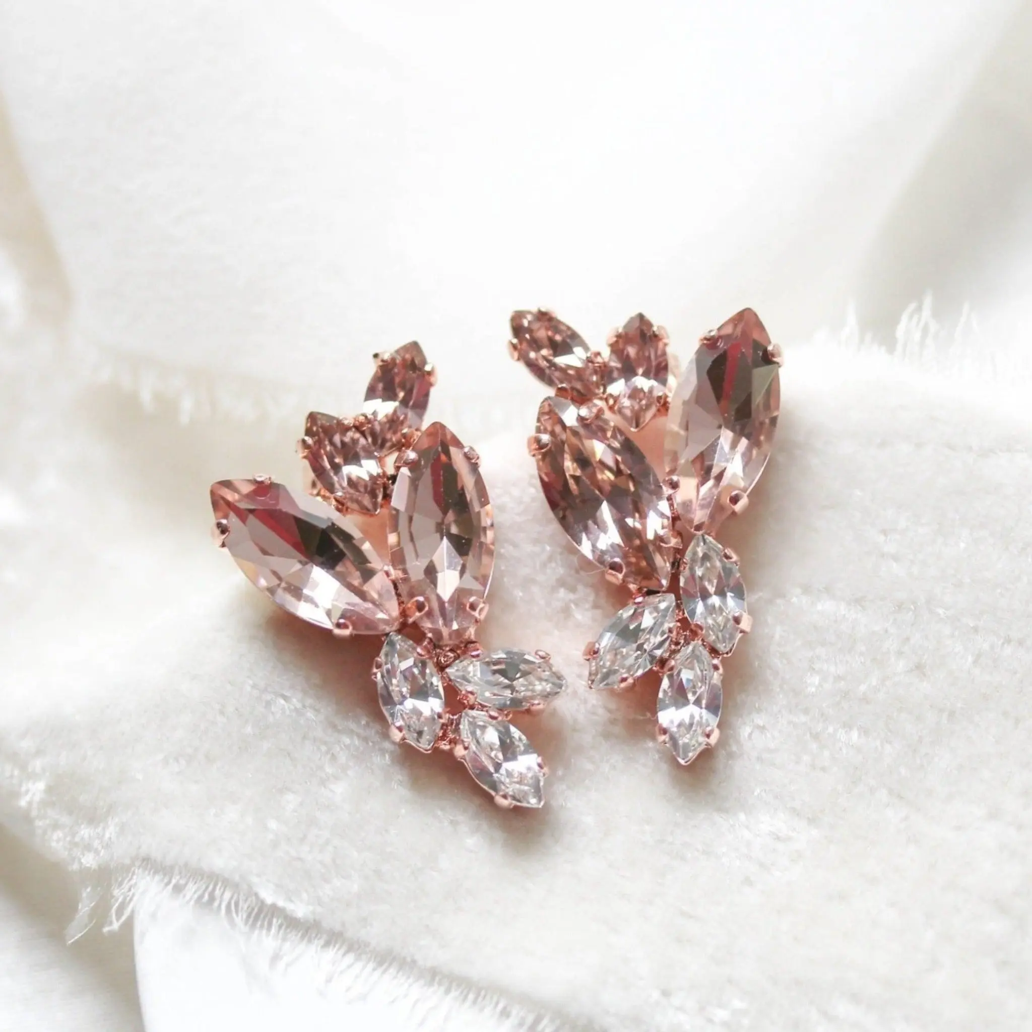 Rose gold morganite crystal stud earrings - GLORIA