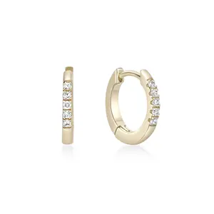 Women's Lab Grown Diamond Hoop Earrings in 18K Yellow-Gold Plated Sterling Silver, 0.09 Carat | Lavari Jewelers