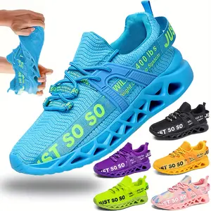 Breathable Athletic Sneakers - Stylish Running & Basketball Footwear With "JUST SO" Motif, Comfortable Support, Available In Blue, Black, Yellow, Purple, Pink | Ideal For Sports, Fitness, And Casual Wear, Sporty Design