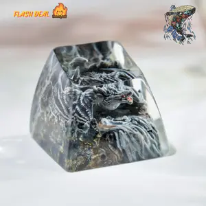 Handmade Black and White Dragon Artisan Keycap - Custom Resin Keycap for Mechanical Keyboards, Fantasy-Inspired Collectible & Desk Accessory
