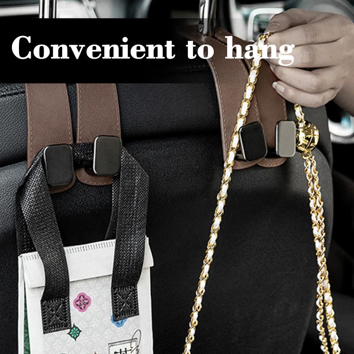 4 Counts Car Seat Headrest Hook, Improved Car Seat Back Double Hooks, Car Purse Hook, Hooks for Purses, Bags and Mobile Phones, Car Organization Accessories