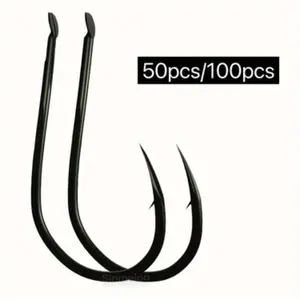 50pcs Pure Coated Fishing Hooks, Barbed Twisted Style for Deep Sea and Pier Fishing, Versatile Hooks for Catfish and Bass Fishing