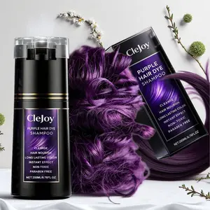Purple Korean Hair Dye Shampoo with Ginseng & Seed Oil, Nourishing, Gentle & Cleansing Formula, Natural Plant Extract Herbal Hair Care Shampoo, Non-Irritating Scalp Care,  Moisturizing Hydrating Hair Care Product for Men & Women