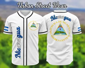 Nicaragua White Baseball Jersey, Nicaragua, Unisex Wear, Baseball jersey, Street Wear,