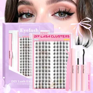 Fairy Lash Clusters Kit Natural Cluster Lashes Invisible Band Manga Lashes with Lash Bond and Seal Eyelash Applictor Anime Lash Lash Extension Kit for Beginner (Fairy-11-13-15-13-11mix) Makeup Cosmetic