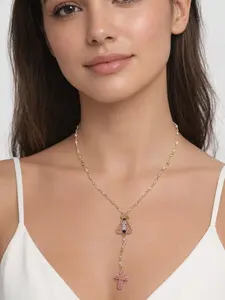 Handmade Miyuki Rosary with Virgin Mary & Cross – Japanese Beads, 14K Gold Plated Wire, Beaded Necklace for Women, Spiritual Gift, Unique Artisan Jewelry